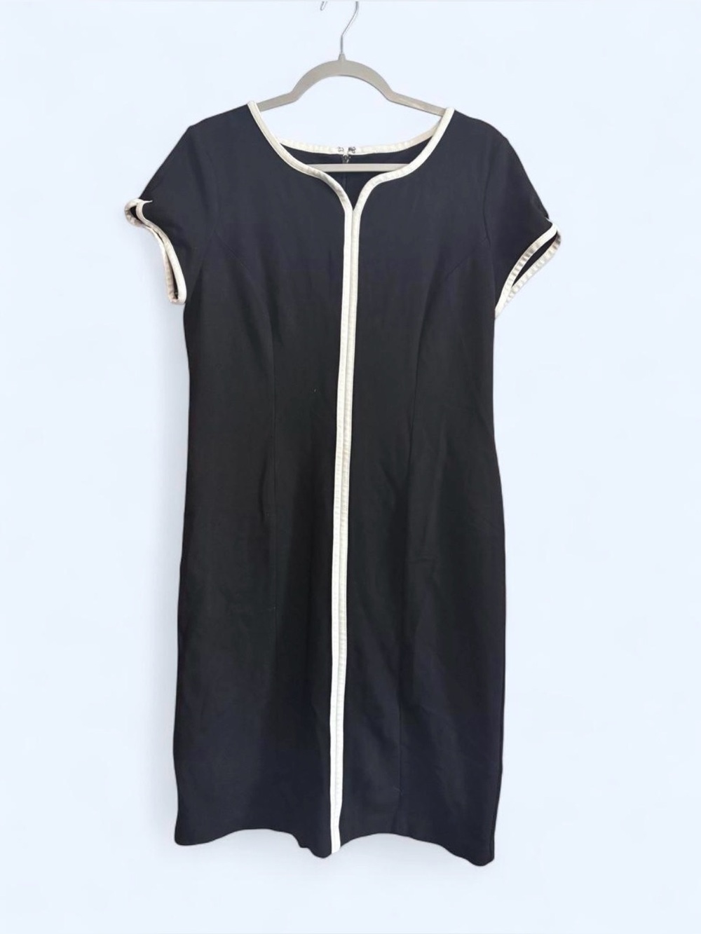 Talbots Black Shift Dress with White Trim - Women